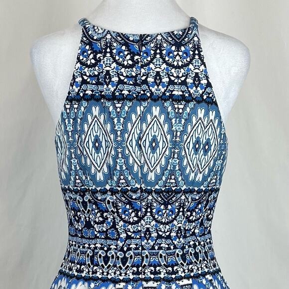 Vince Camuto Blue White Print Fit & Flare Party Date Night Dress NWOT Size 6 - Picture 7 of 14